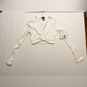 PUBLIX WHITE LONG SLEEVE CROP TOP